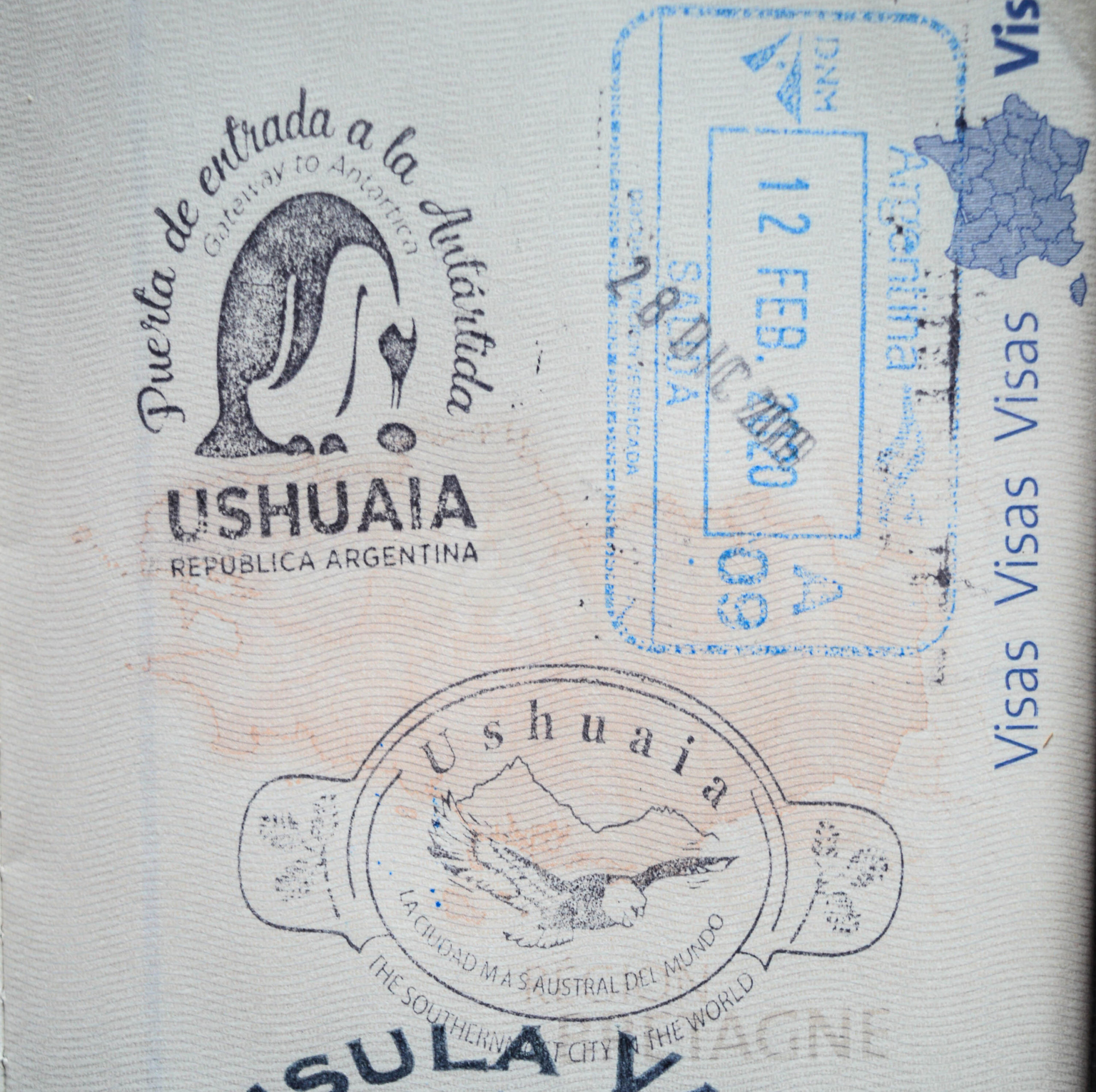 tampons Ushuaïa dans le passeport