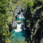 point de vue siete tazas, plusieurs cascades et bassins d'eau turquoise